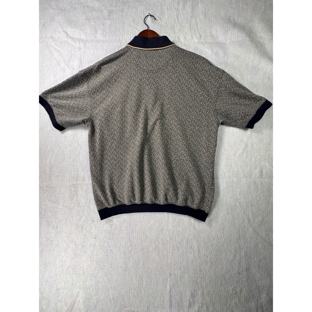 Safe Harbor Sportswear Mens Navy White Textured Knit Short Sleeve Polo Shirt M - Picture 3 of 5